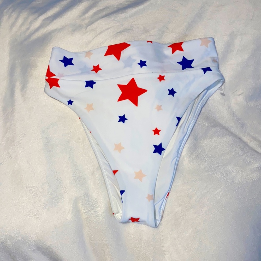 COPY - High waisted cheeky red white & blue swim …